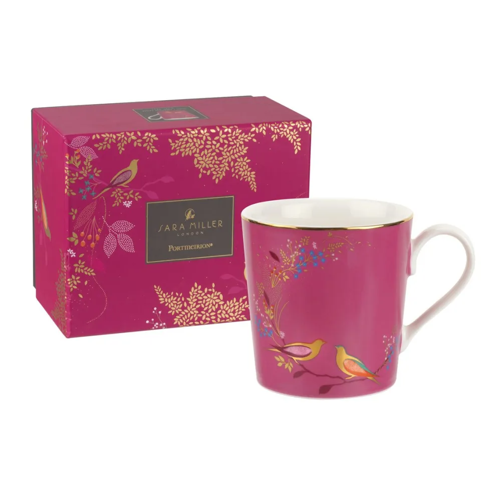 Sara Miller London Sara Miller Chelsea Collection Pink Birds Mug- Assorted Mugs
