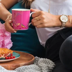 Sara Miller London Sara Miller Chelsea Collection Pink Birds Mug- Assorted Mugs