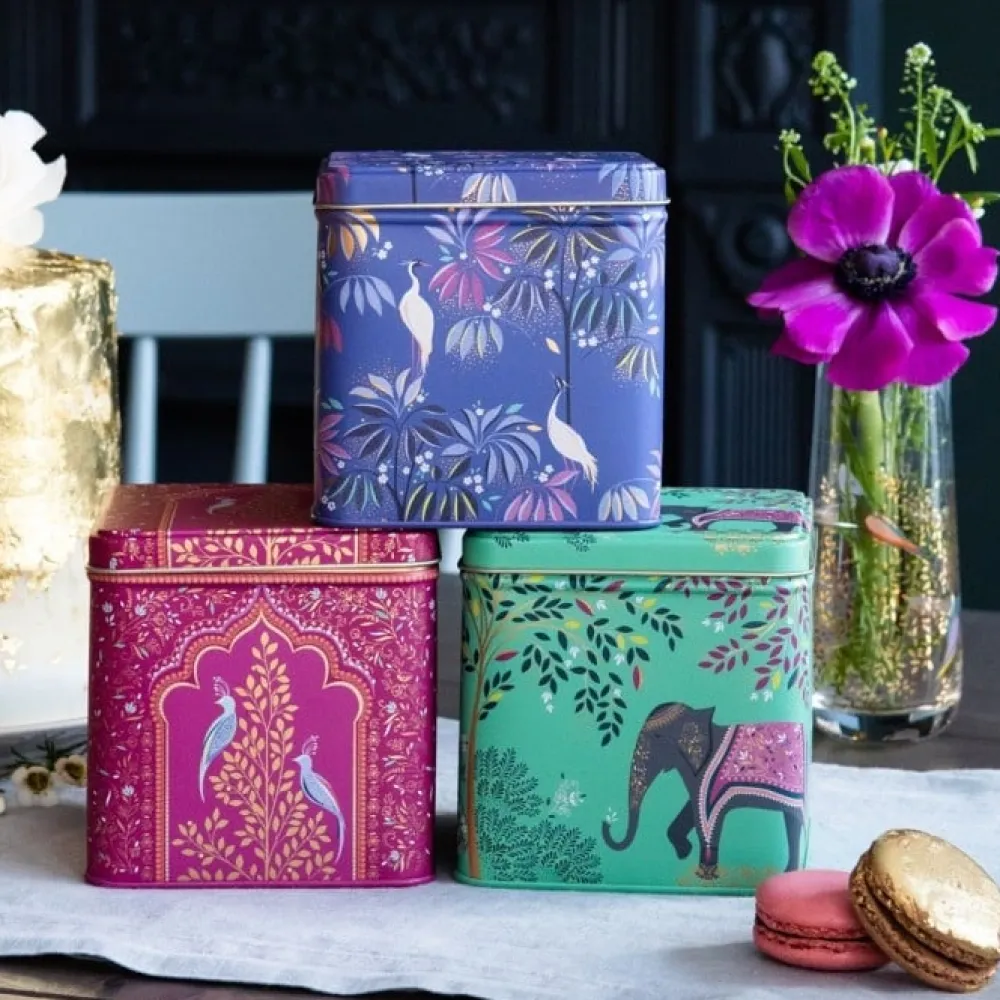 Sara Miller London Sara Miller India Square Caddies Set- Decorative Tins|Tea Tins & Storage Jars