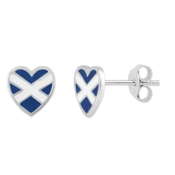 Scotland Flag Heart Stud Earrings- Earrings