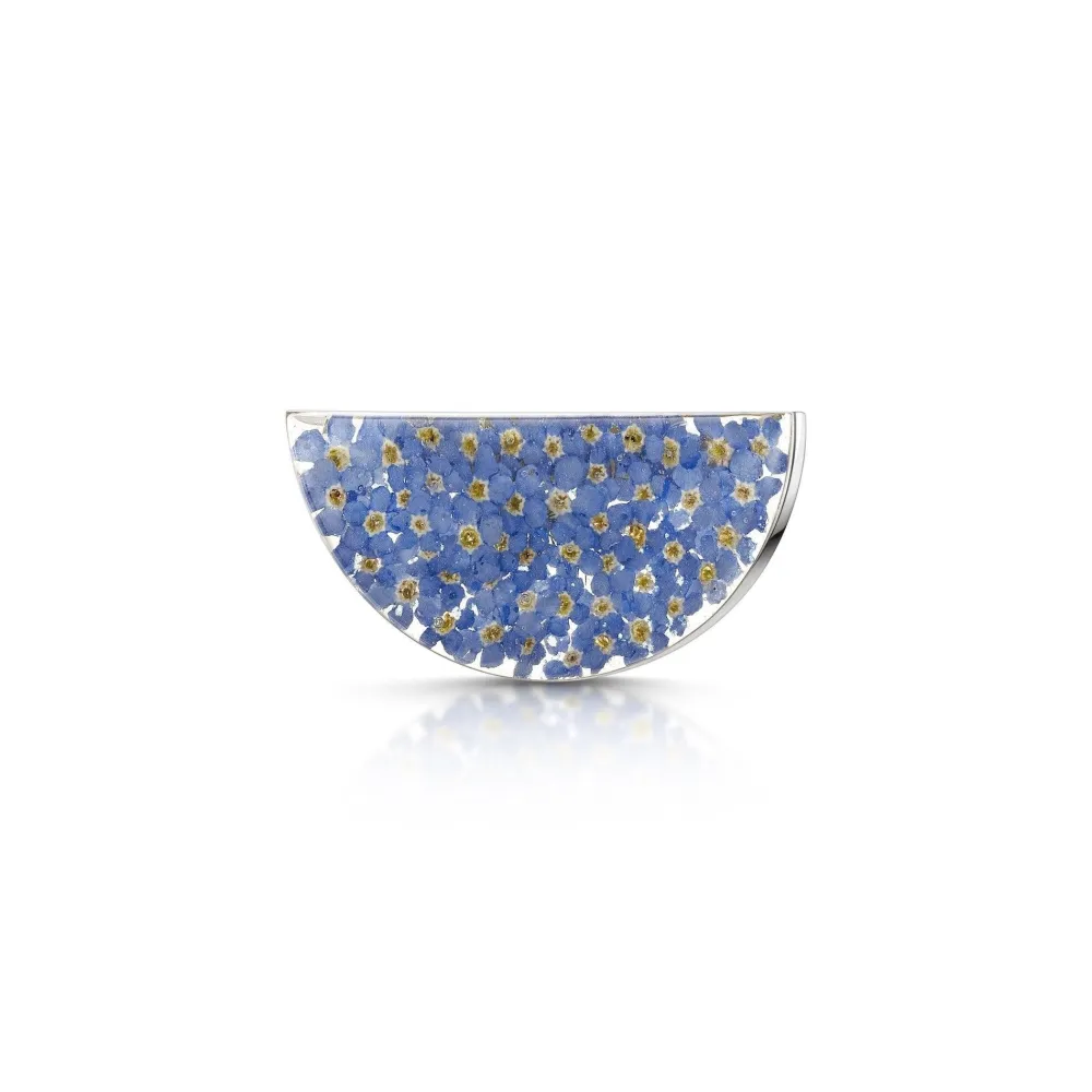 Shrieking Violet Forget-Me-Not Half Moon Silver Brooch- Pins & Brooches