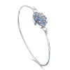 Shrieking Violet Forget-Me-Not Oval Silver Bangle- Bracelets & Bangles