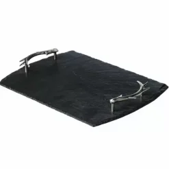 Slate Medium Serving Tray, Antler Handles- Trays