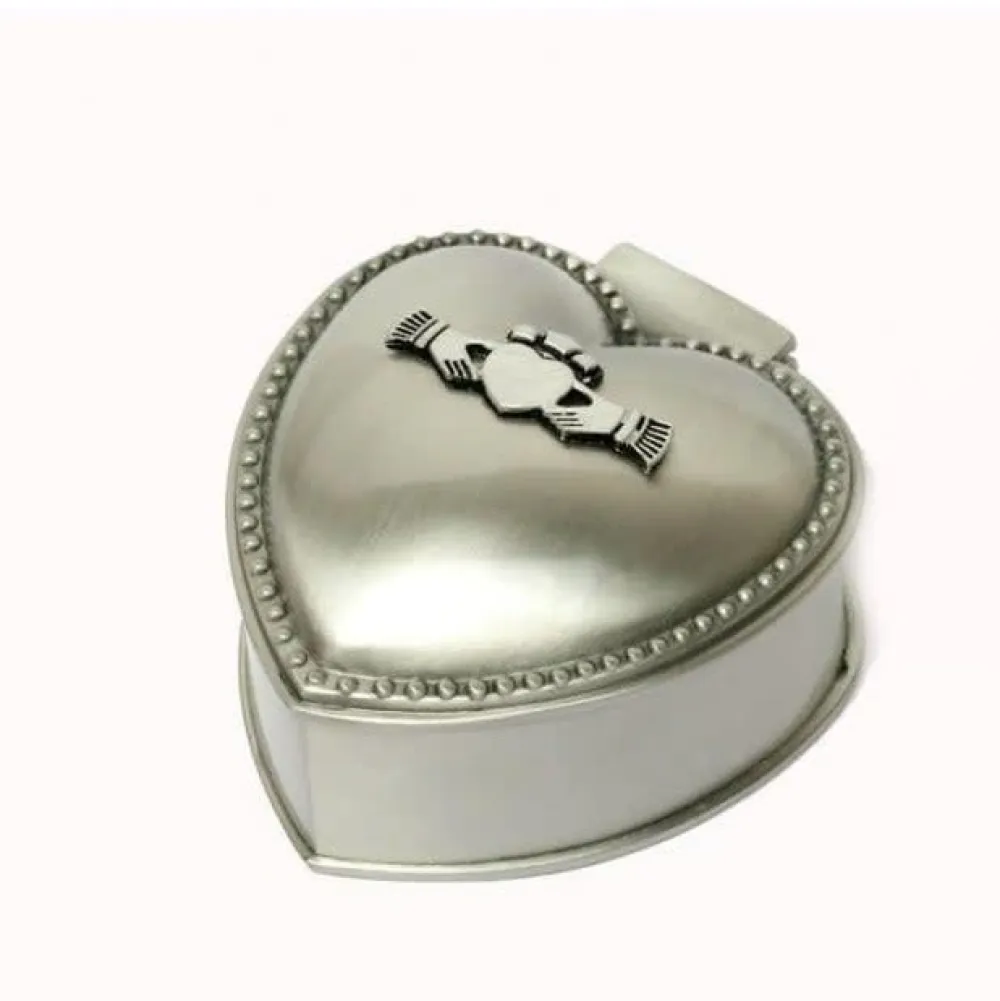 Small Claddagh Heart Jewelry Box- Pewter Gifts & Jewelry