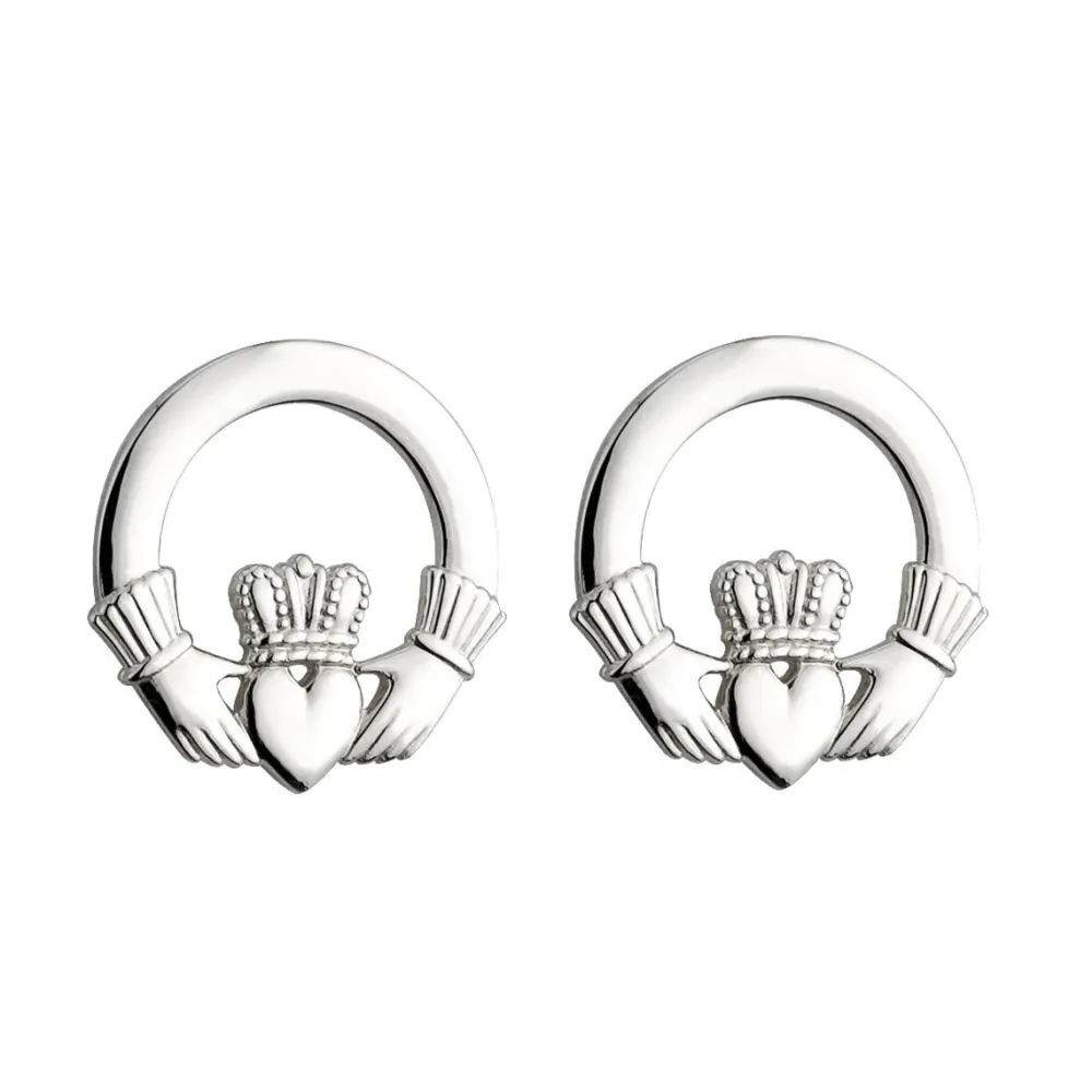 Solvar Claddagh Silver Stud Earrings- Earrings