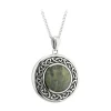 Solvar Connemara Marble Round Celtic Pendant Necklace- Necklaces & Pendants