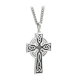 Solvar Mens Double Sided Oxidised Silver Celtic Cross Pendant Necklace- Necklaces & Pendants