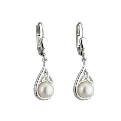 Solvar Trinity Knot Pearl Drop Earrings- Earrings