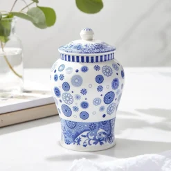 Spode Blue Italian Brocato Mini Vase- Vases