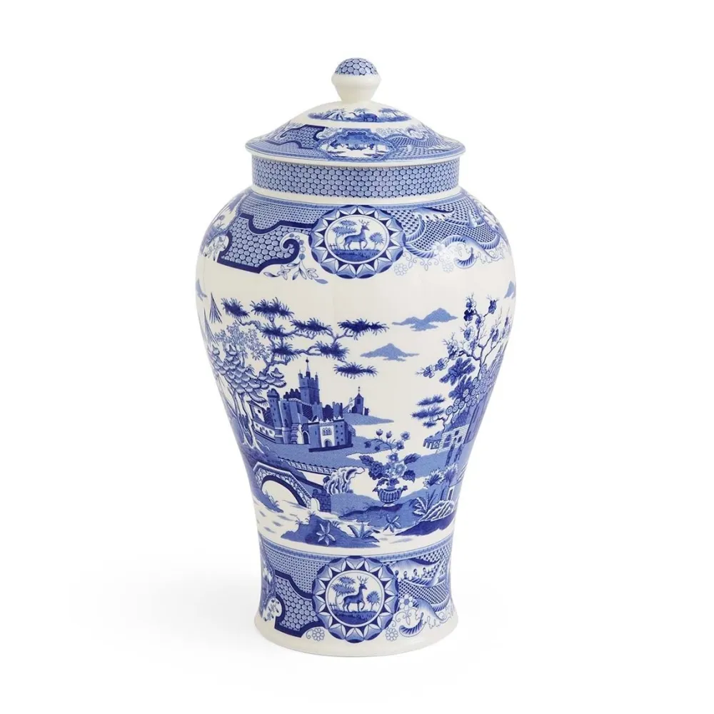 Spode Blue Italian Gothic Castle Vase- Vases