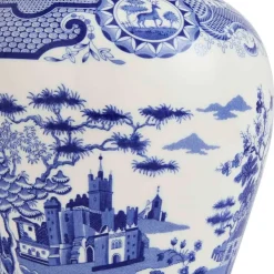 Spode Blue Italian Gothic Castle Vase- Vases