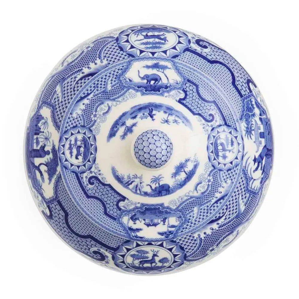 Spode Blue Italian Gothic Castle Vase- Vases