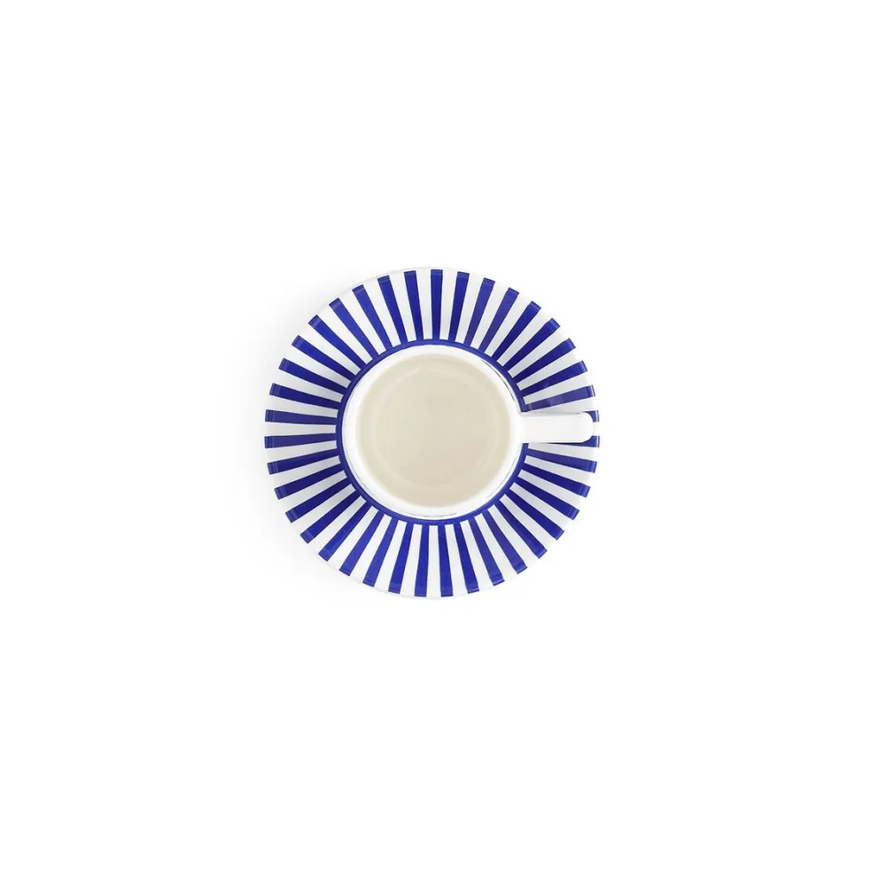 Spode Blue Italian Steccato Bold Stripe Espresso Cup & Saucer- Teacups & Saucers
