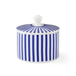Spode Blue Italian Steccato Covered Sugar Bowl- Creamers & Sugar Bowls