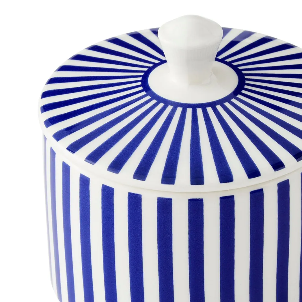 Spode Blue Italian Steccato Covered Sugar Bowl- Creamers & Sugar Bowls