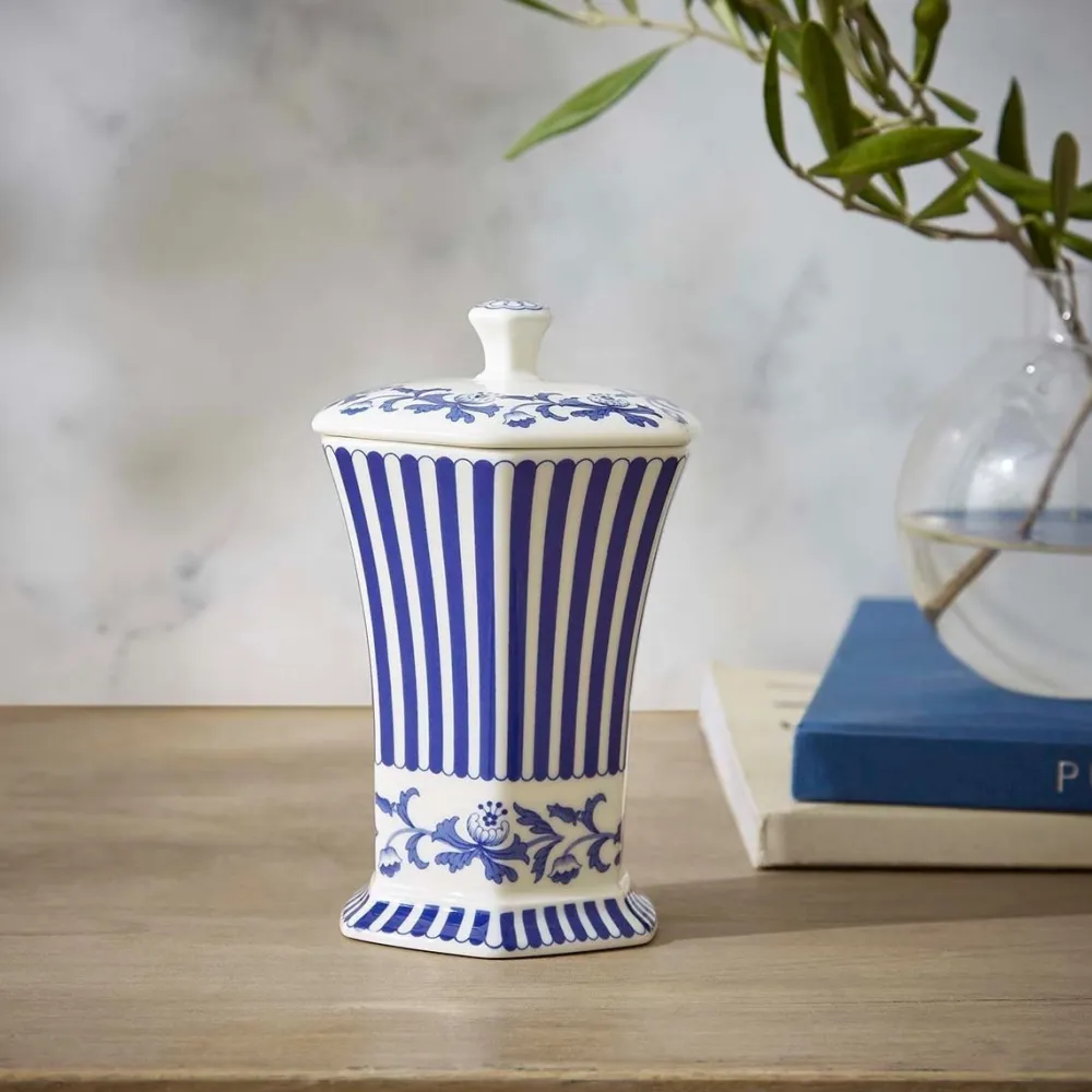 Spode Blue Italian Steccato Mini Vase- Vases
