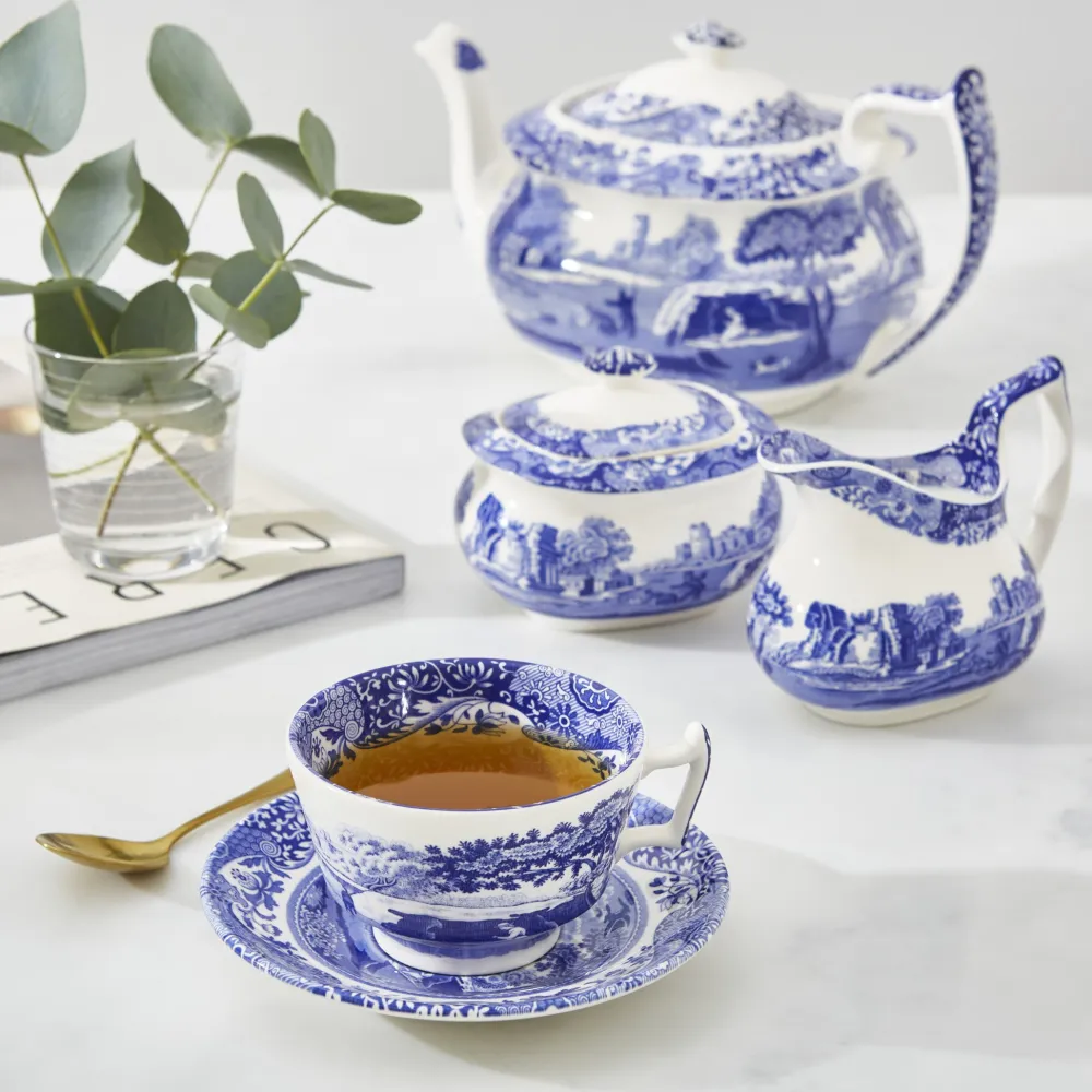 Spode Blue Italian Teacup & Saucer- Teacups & Saucers