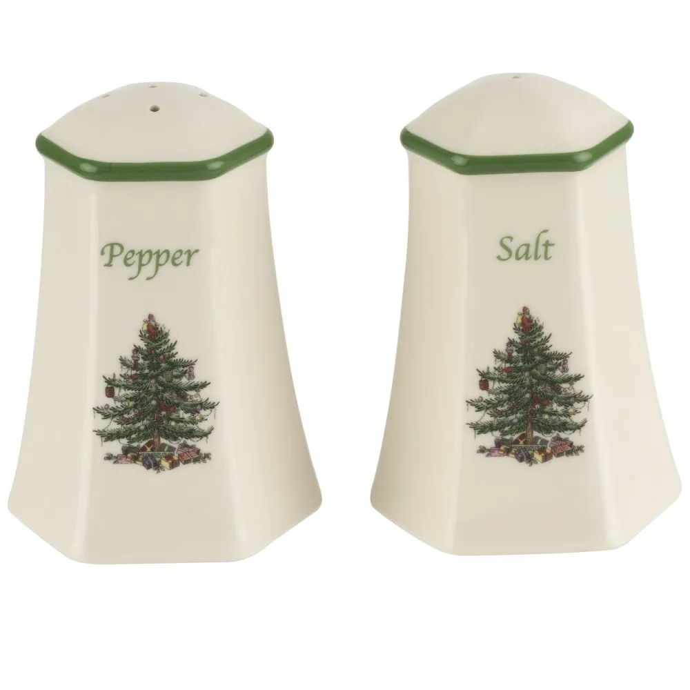 Spode Christmas Tree Hexagonal Salt & Pepper Shaker Set- Kitchen Tools