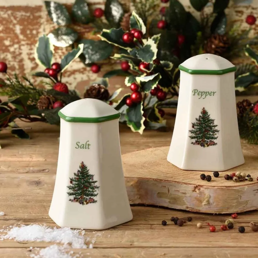 Spode Christmas Tree Hexagonal Salt & Pepper Shaker Set- Kitchen Tools
