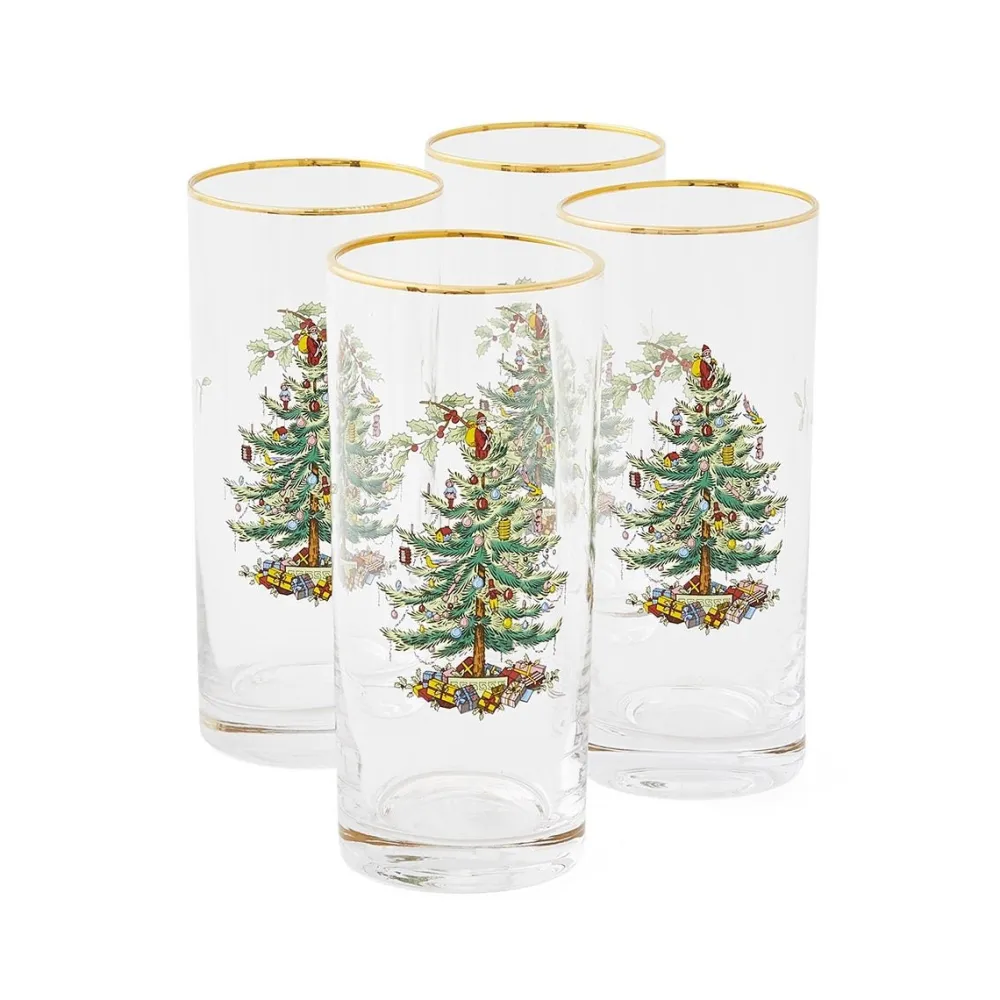 Spode Christmas Tree Highball Glasses Set- Glasses & Steins