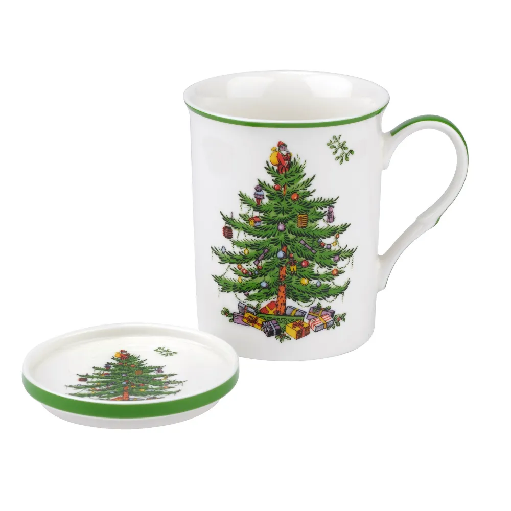 Spode Christmas Tree Mug & Coaster Set- Assorted Mugs