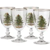 Spode Christmas Tree Pedestal Goblets Set- Glasses & Steins