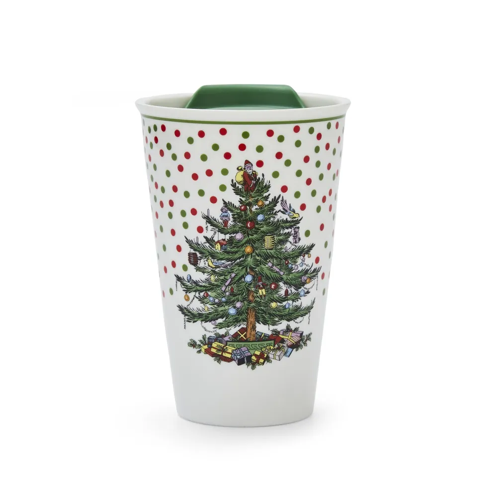 Spode Christmas Tree Polka Dot Travel Mug- Assorted Mugs