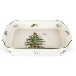Spode Christmas Tree Rectangular Handled Dish- Serving Plates