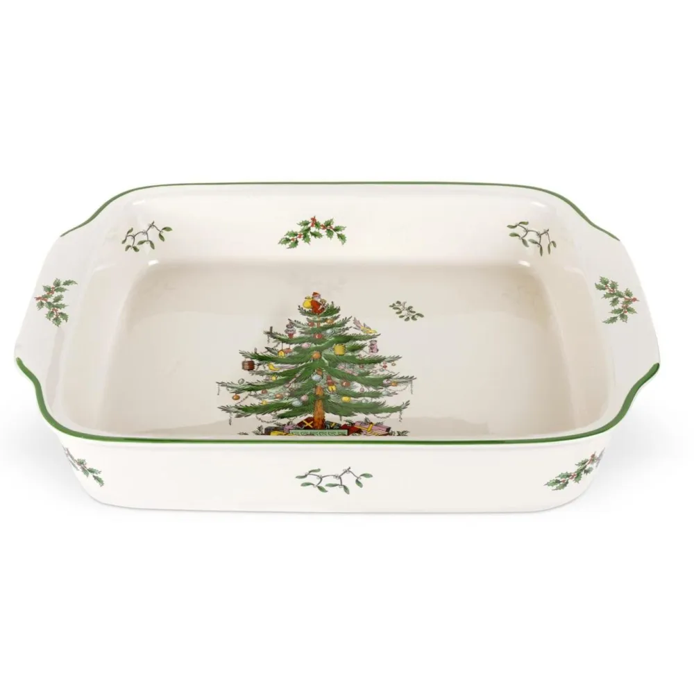 Spode Christmas Tree Rectangular Handled Dish- Serving Plates