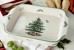 Spode Christmas Tree Rectangular Handled Dish- Serving Plates