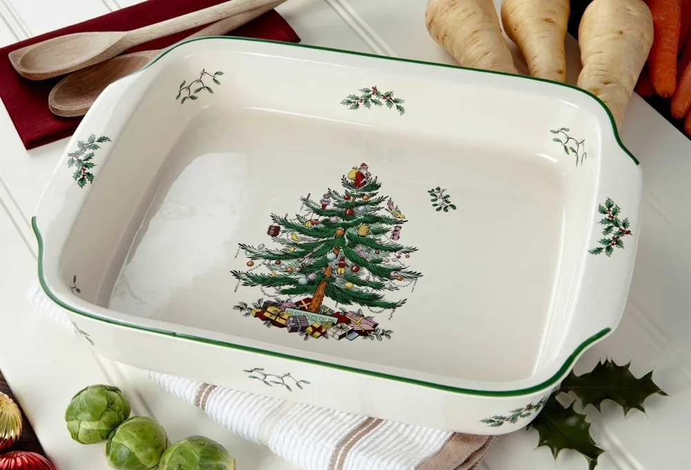 Spode Christmas Tree Rectangular Handled Dish- Serving Plates