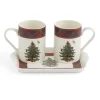 Spode Christmas Tree Tartan Mugs & Tray Set- Assorted Mugs