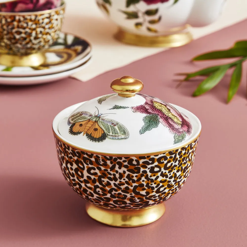 Spode Creatures of Curiosity Leopard Lidded Sugar Bowl- Creamers & Sugar Bowls