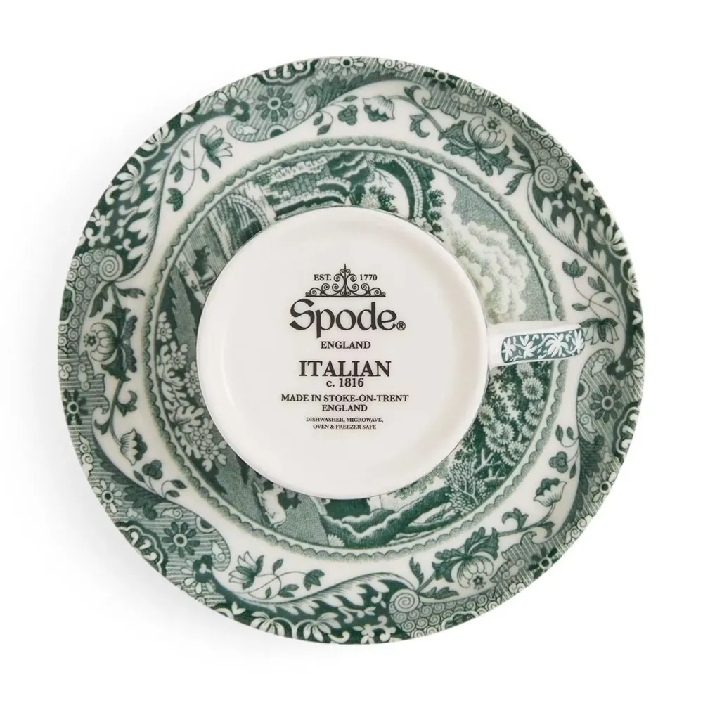 Spode Green Italian Espresso Cup & Saucer- Teacups & Saucers