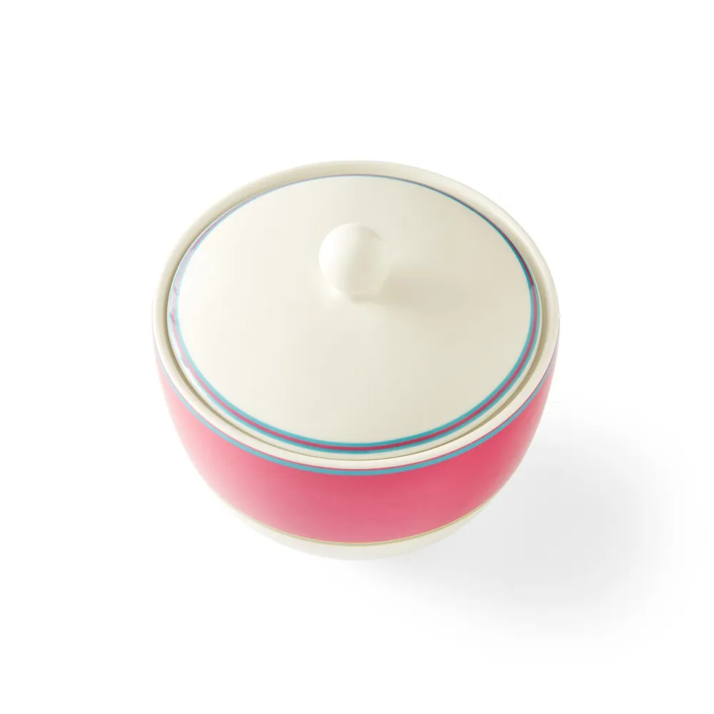 Spode Kit Kemp Calypso Pink Covered Sugar Bowl- Creamers & Sugar Bowls