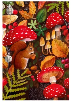 Squirrel & Mushroom Greeting Card- Greeting Cards
