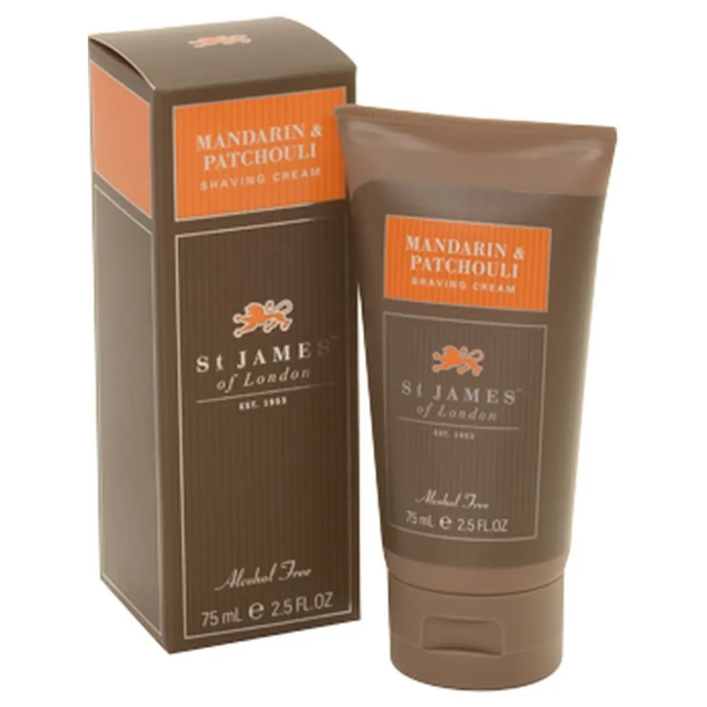 St. James of London Mandarin & Patchouli Shaving Cream Travel Tube- Shaving Soaps & Cream