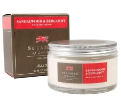 St. James of London Sandalwood & Bergamot Shaving Cream Jar- Shaving Soaps & Cream