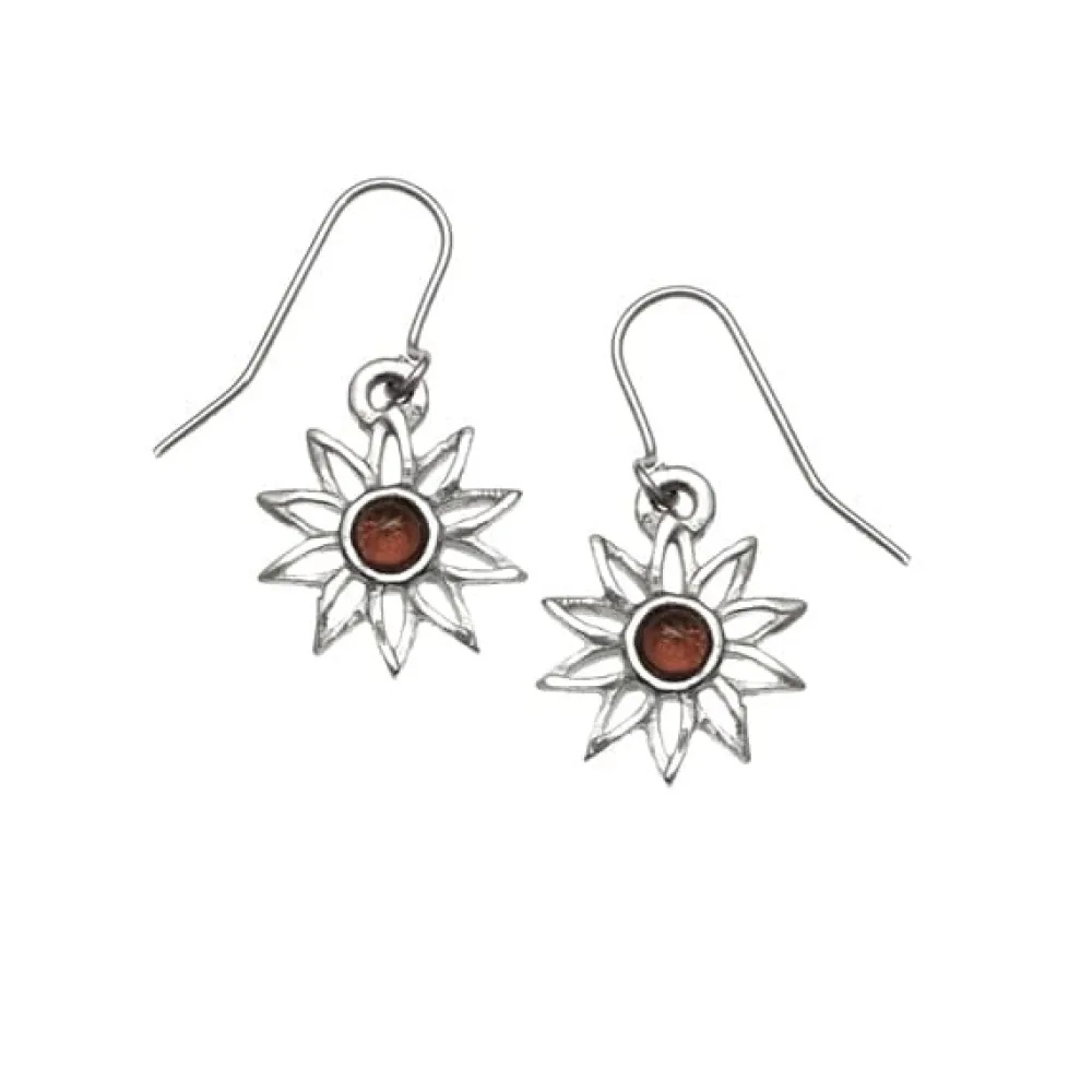 St Justin Sunflower Amber Drop Earrings- Earrings|Pewter Gifts & Jewelry