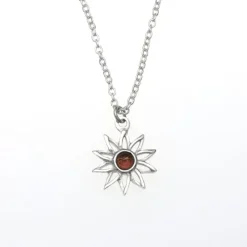 St Justin Sunflower Amber Pendant Necklace- Necklaces & Pendants|Pewter Gifts & Jewelry