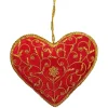 St. Nicolas Red Velvet Floral Heart- St. Nicolas Ornaments