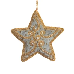 St. Nicolas Smokey Grey Beaded Star Ornament- St. Nicolas Ornaments