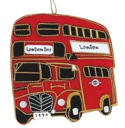 St. Nicolas Velvet London Bus Ornament- Souvenirs|St. Nicolas Ornaments