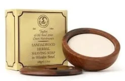 Taylor of Old Bond Street Sandalwood Shaving Soap in Wooden Bowl- Shaving Soaps & Cream