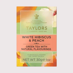 Taylors of Harrogate White Hibiscus & Peach Green 20s- Taylors Of Harrogate