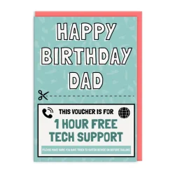 Tech Support Voucher Dad Birthday Card- Greeting Cards
