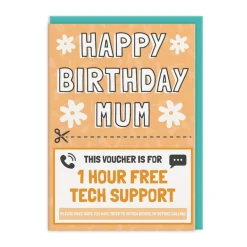Tech Support Voucher Mum Birthday Card- Greeting Cards