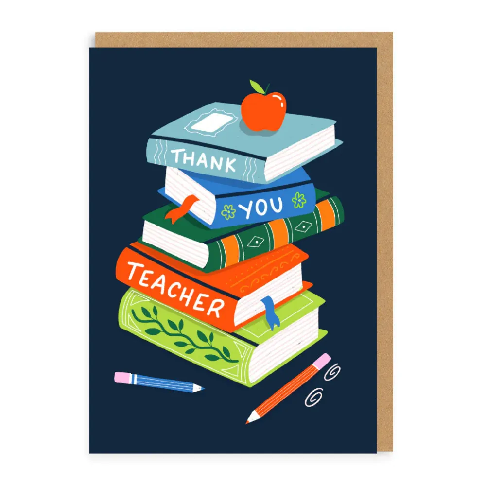 Thank You Teacher Books Card- Greeting Cards
