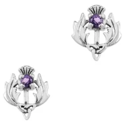 Thistle Earrings with Amethyst- Earrings
