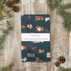 Toasted Crumpet Christmas Dogs Tea Towel- Tea Towels